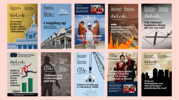 Ten digital covers for The Lede, Alabama Media Group's interactive, subscriber-only e-edition.
