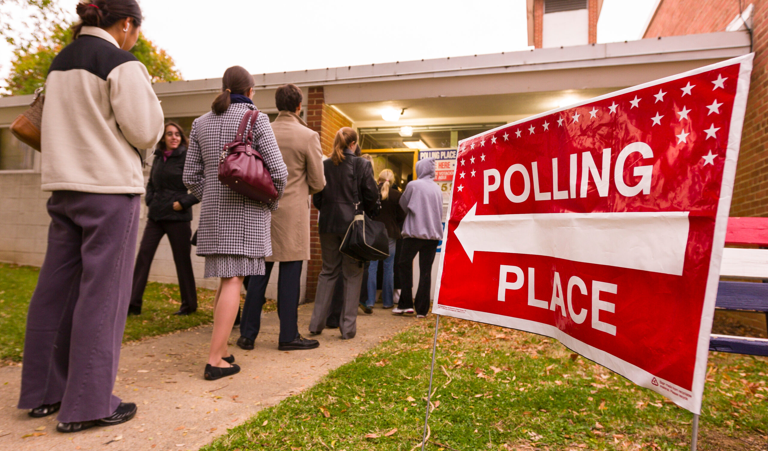 Voters lined up at a polling place.