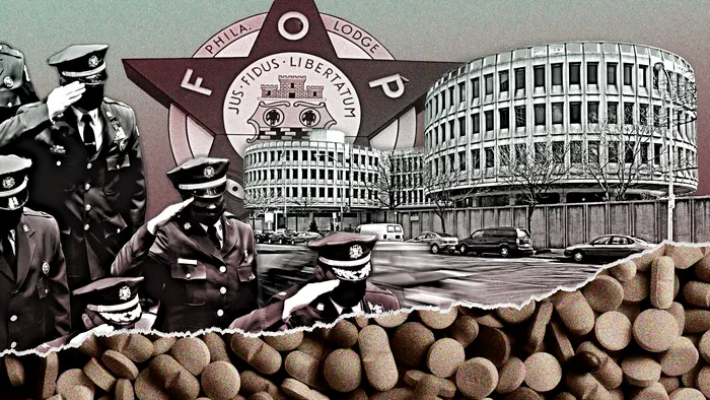 An illustration showing Philadelphia police officers