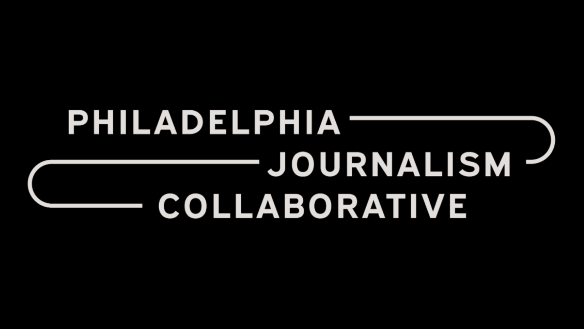 The Philadelphia Journalism Collaborative name in white text on a black background