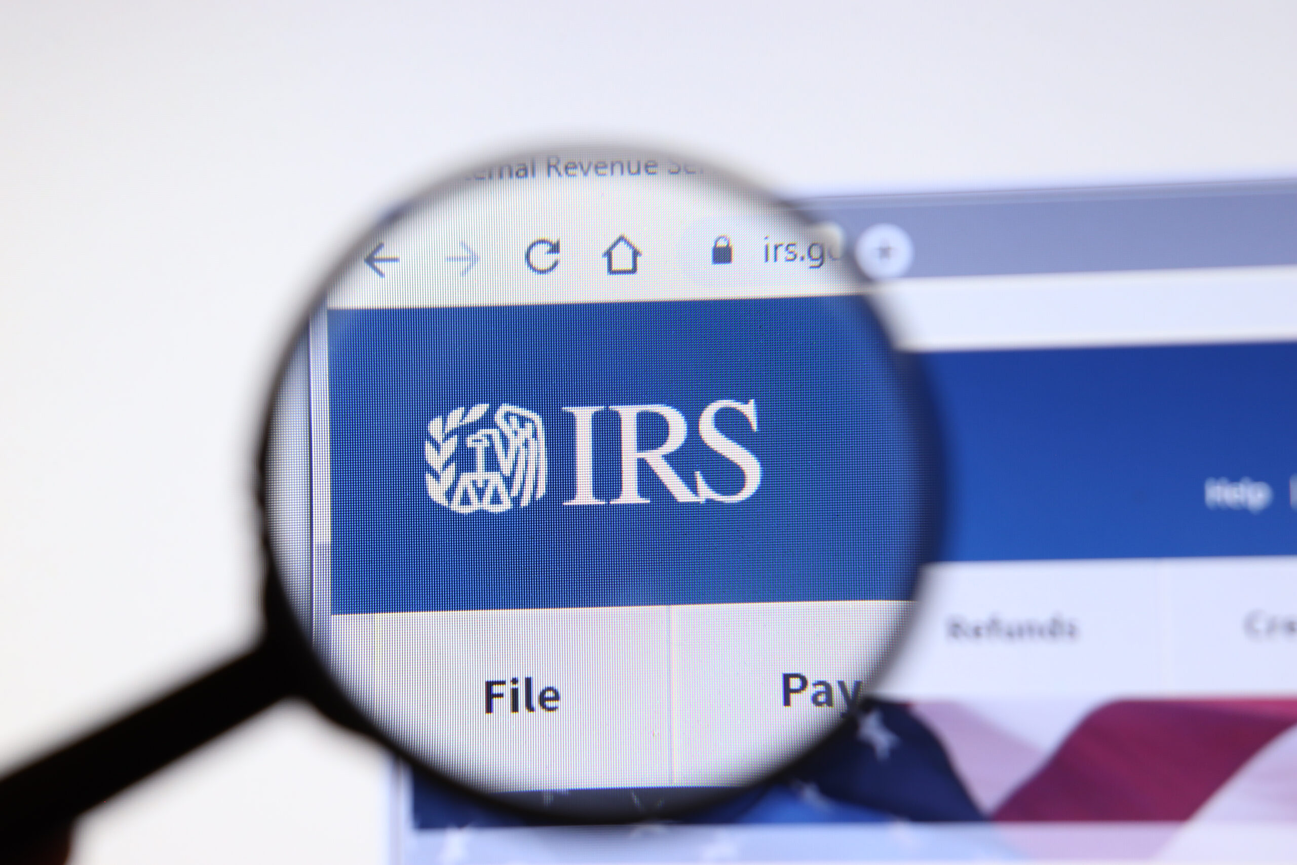 A screenshot of the IRS website
